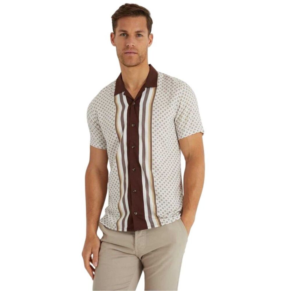 Threadbare Mens Patterned Shirt / Cream